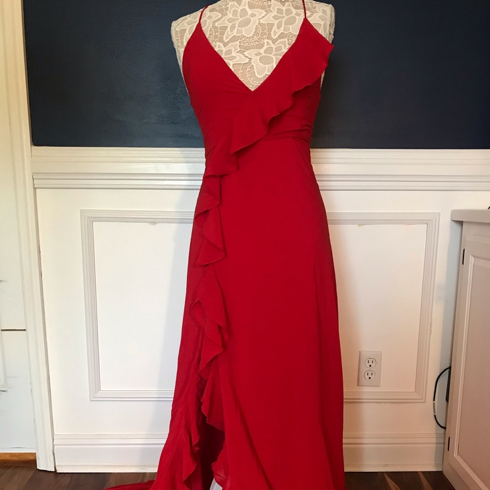 Red Ruffle Evening/Formal Gown